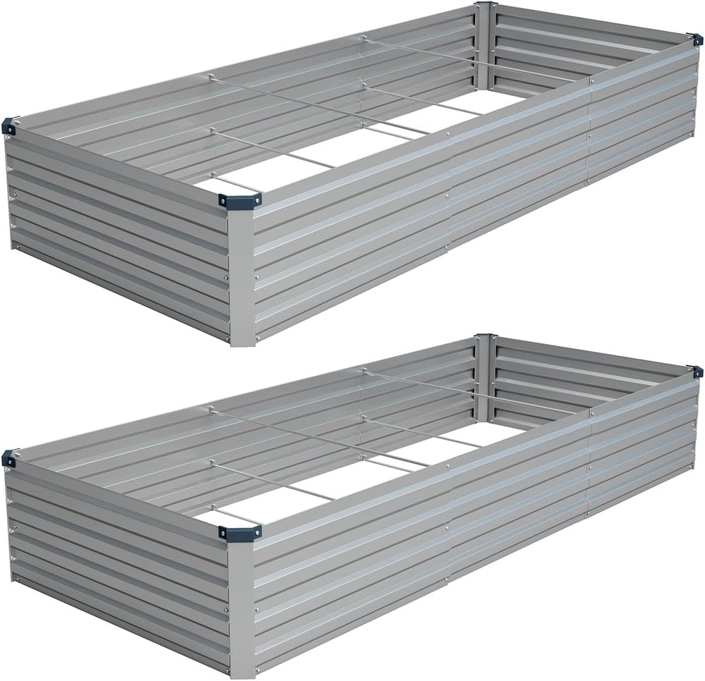 Vengarus 2PCS 9x3x1ft Galvanized Raised Garden Beds Kit,Planter Box Silver