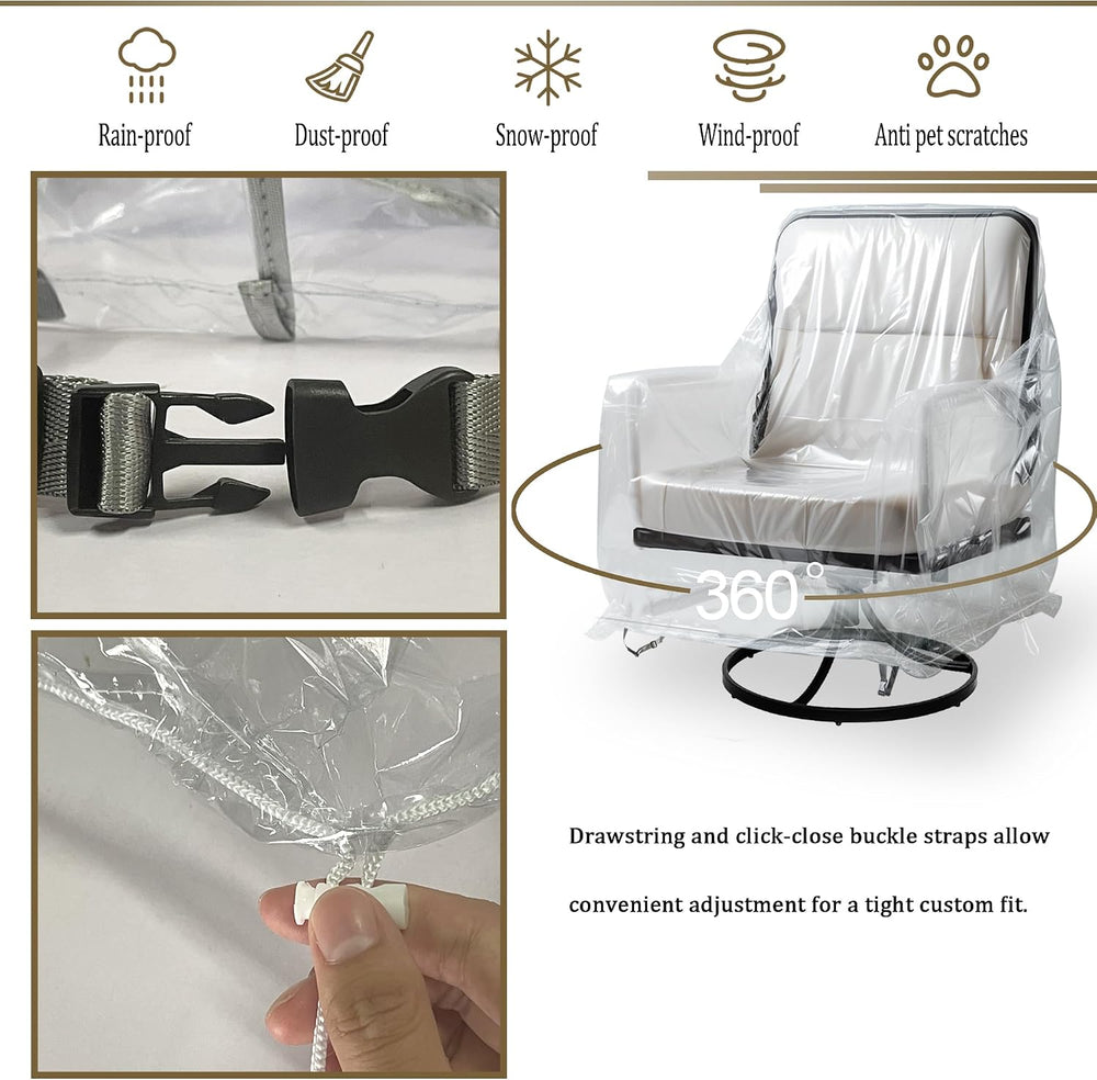 2 Pack Clear PVC Patio Swivel Chair Covers, Waterproof, 33 x 35 x 38.5 In