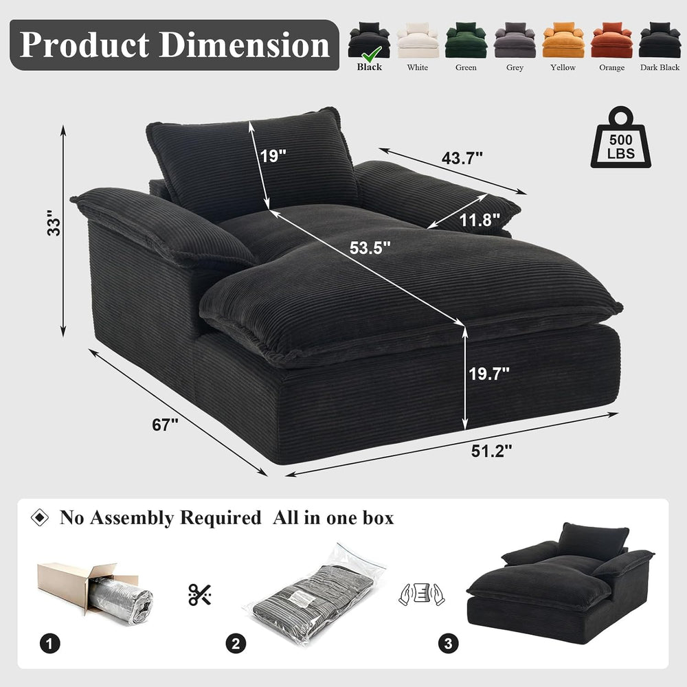 Oversized Chaise Lounge Chair Indoor, 67" Boneless Chair