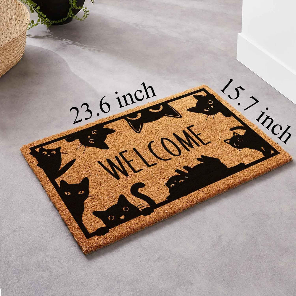 Cute Peeking Cat Welcome Doormat, 23.6 x 15.7 Inch, Water Resistant, Modern S...