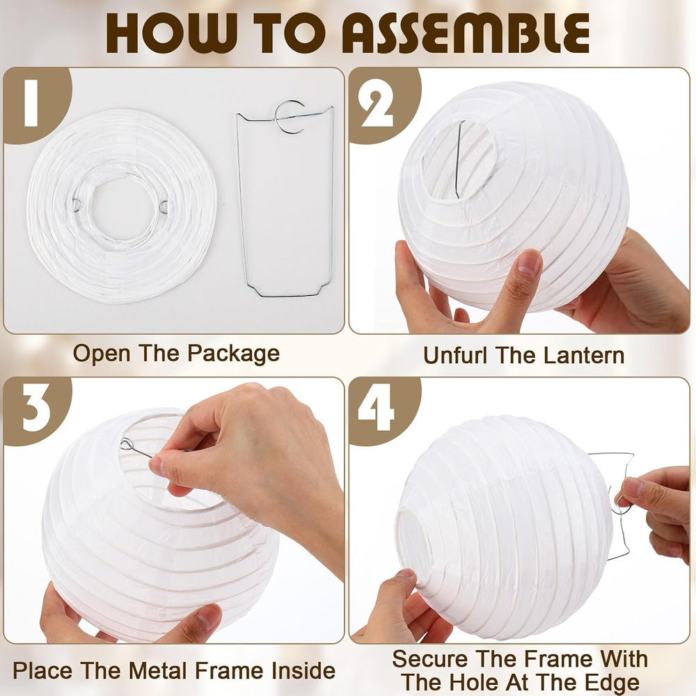 Treela 48 Pcs Paper Lanterns Party Decorations Round, White