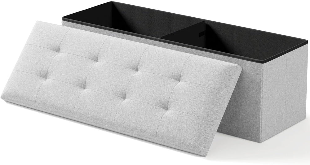 OS MOTOR Folding Storage Ottoman Bench, Light Gray, 43 Inches