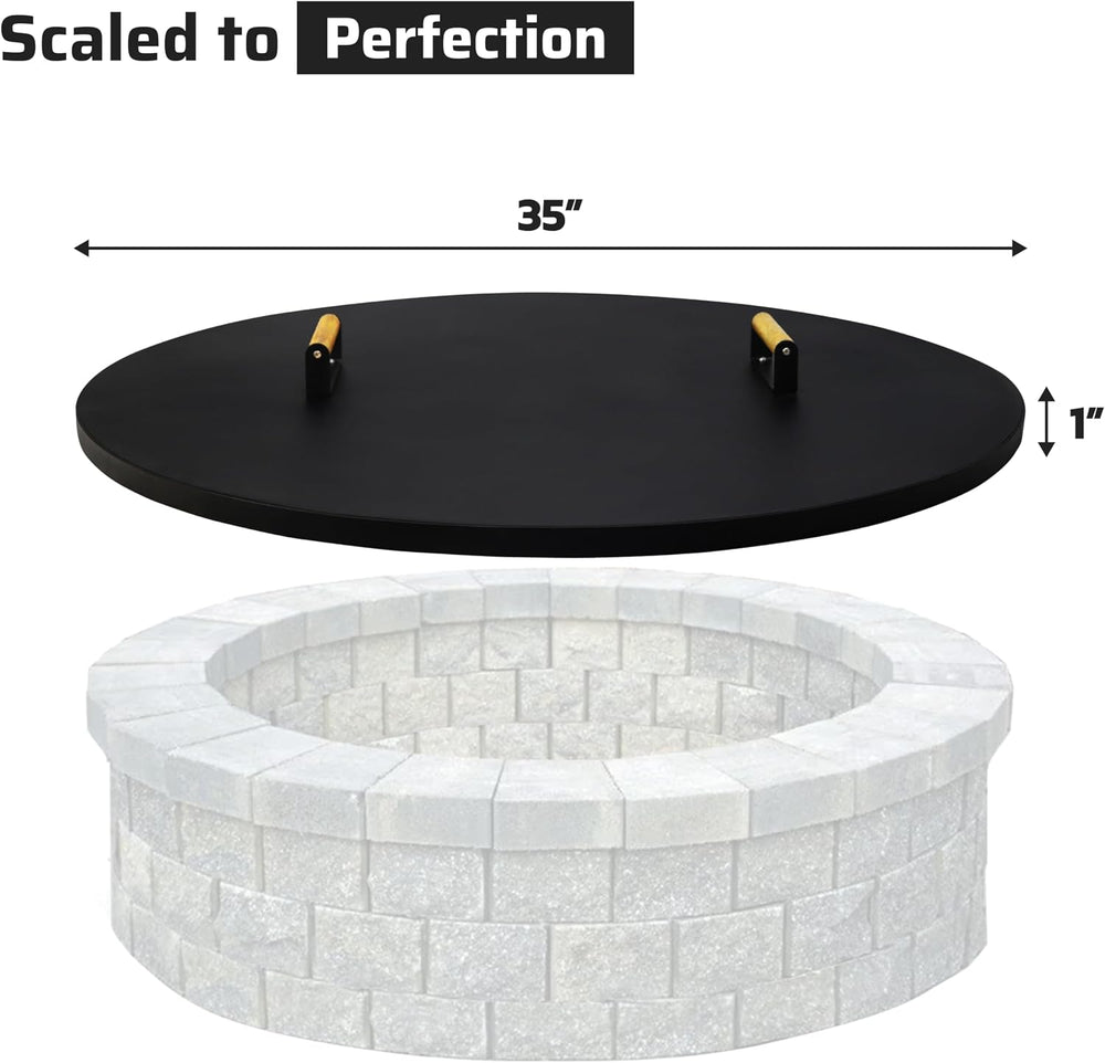 FEBTECH - 35" Round Fire Pit Cover Lid - Fits 32" Fire Pit Fireplac...