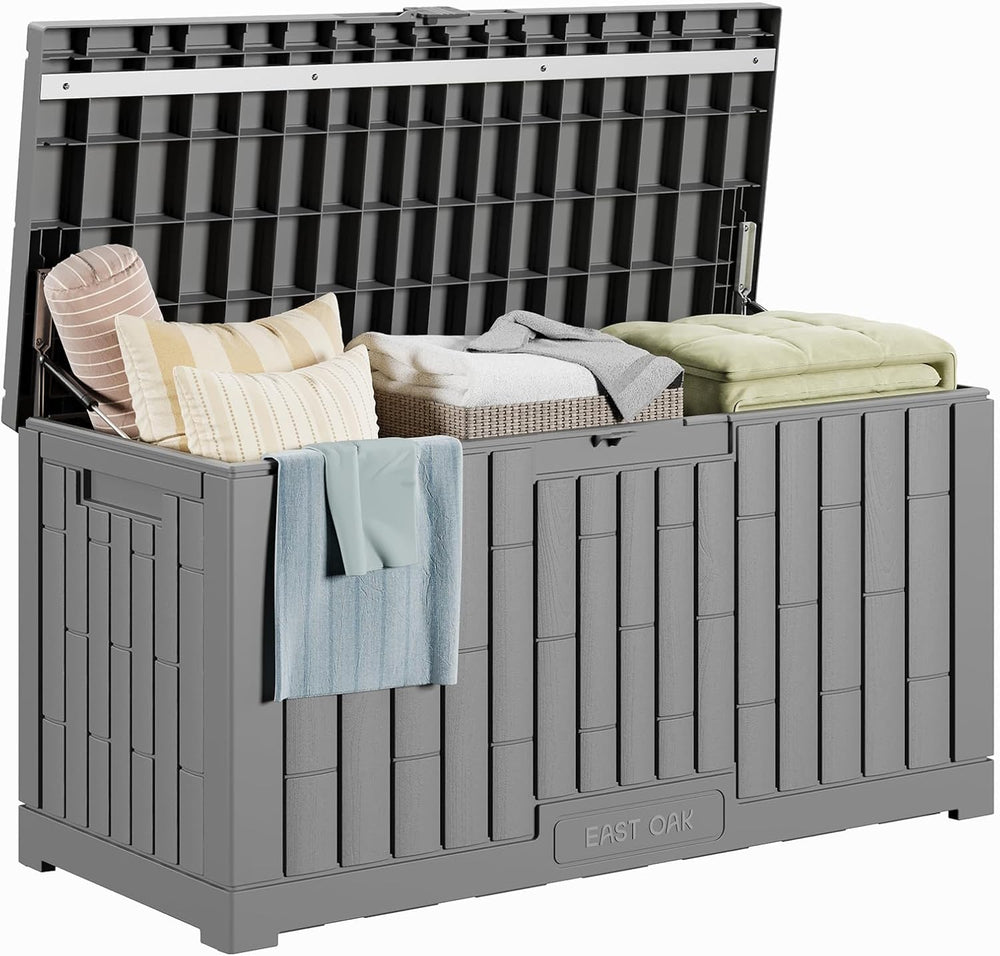 EAST OAK Outdoor Storage Box, 80 Gallon Deck Box, Waterproof Resin Storage Bi...