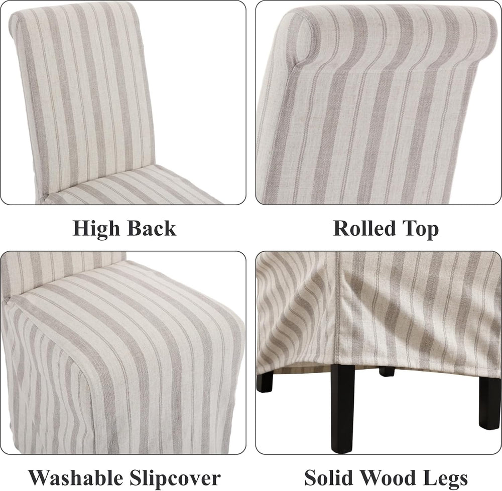 chairus Slipcovered Parsons Dining Chairs Set of 6, Upholstered Dining Room C...