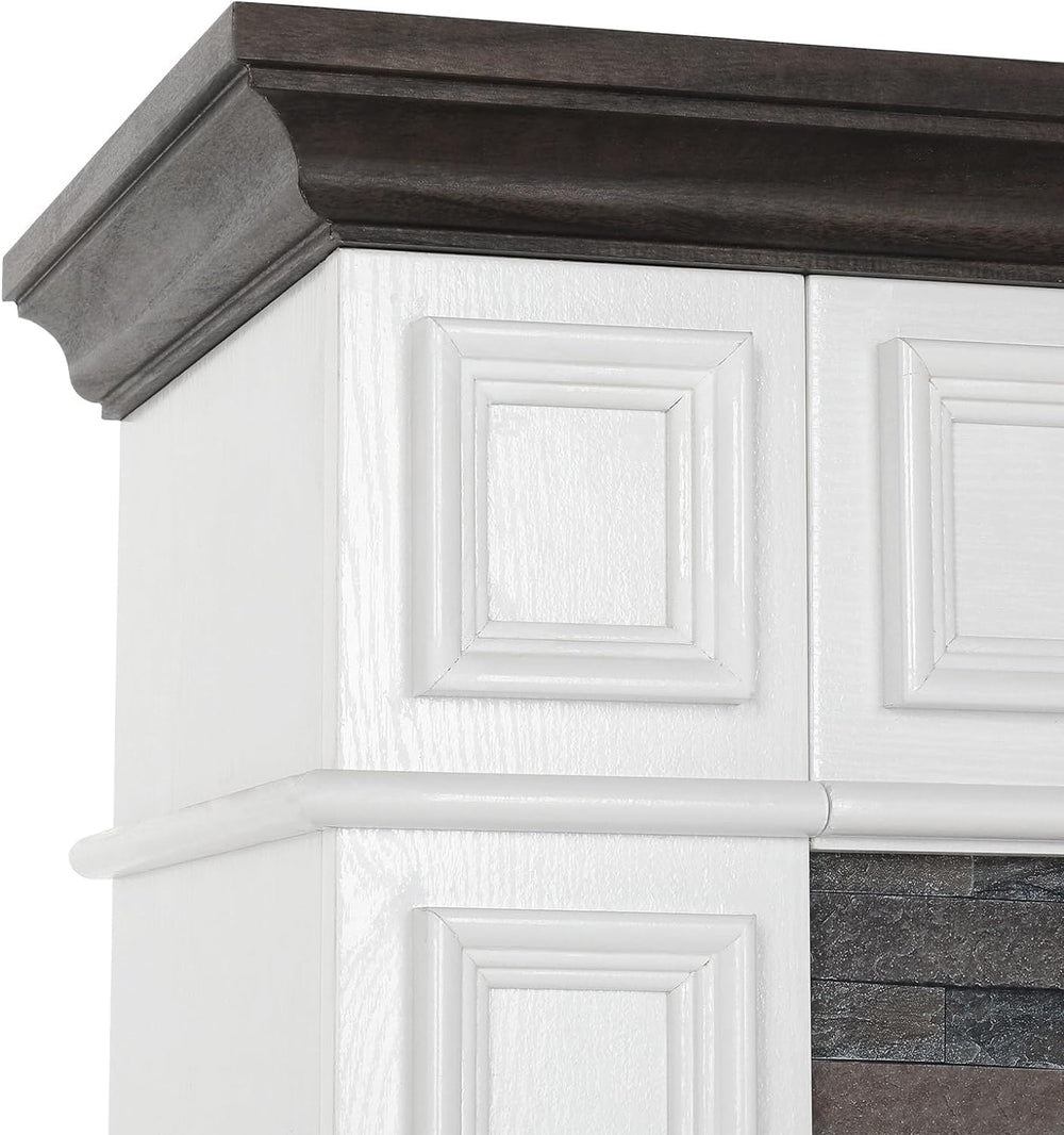 Naice 44" Electric Fireplace Mantel, Farmhouse TV Stand w/ 23" Heat...