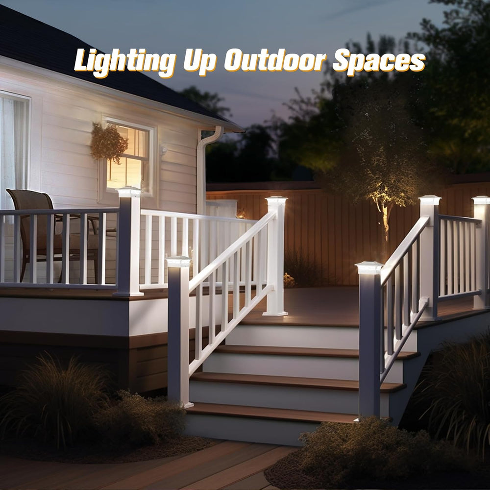 JOFIOS Solar Fence Post Lights 6pack, Cap Lights for 4x4/5x5 Vinyl Fence and ...