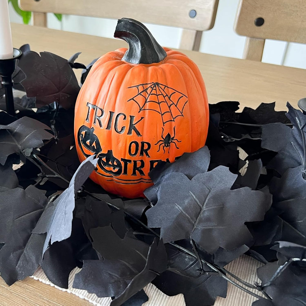 CQURE Black Maple Leaf Garland, 12PCS Halloween Garland Maple Leaves Fall Lea...
