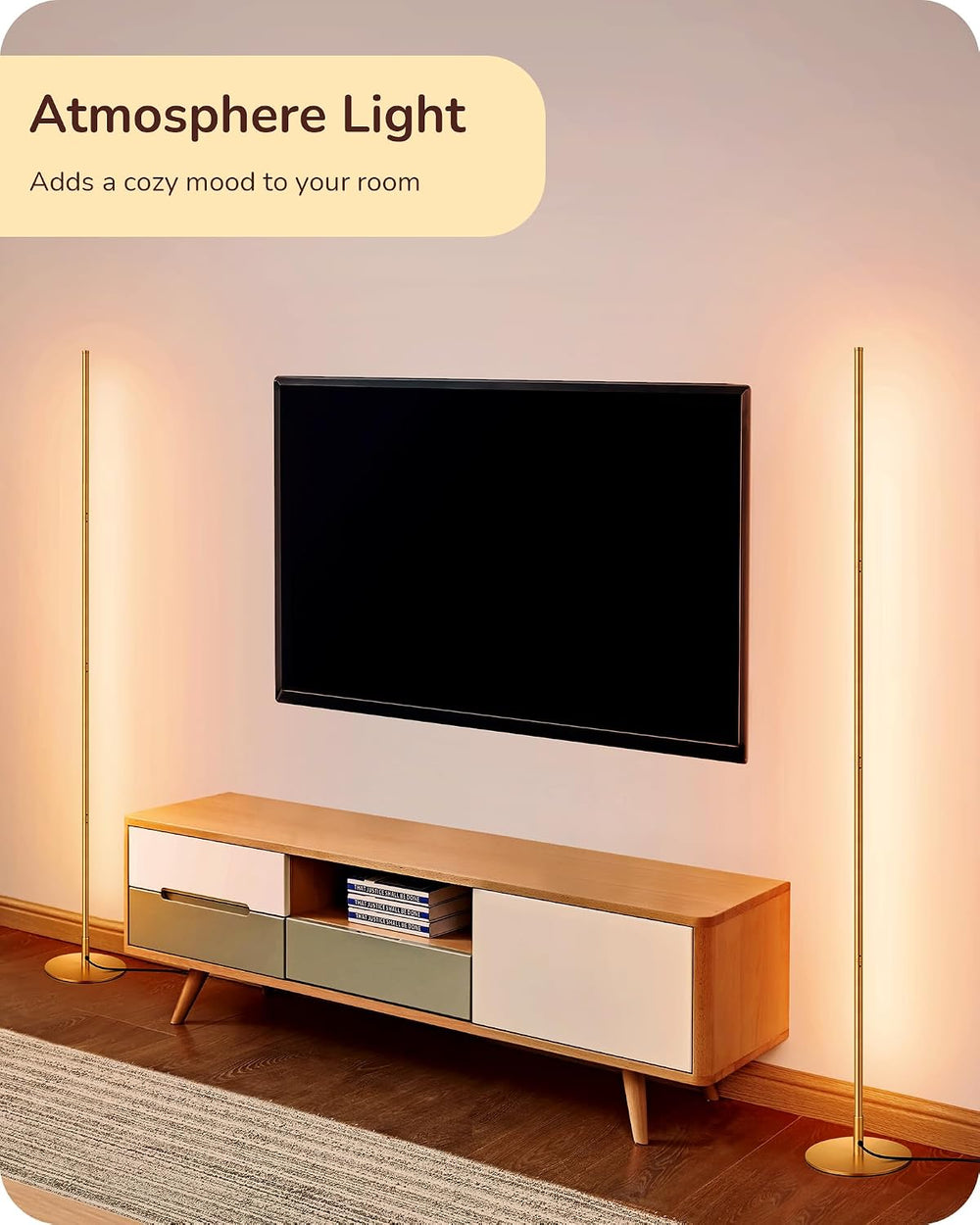 EDISHINE 59.84" Floor Lamps for Living Room, 3000K & Stepless Dimmab...