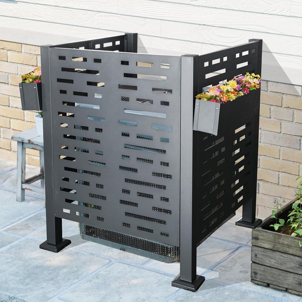 3×3 FT Air Conditioner Fence for Outdoor Units, Charcoal Metal Privacy Screen...