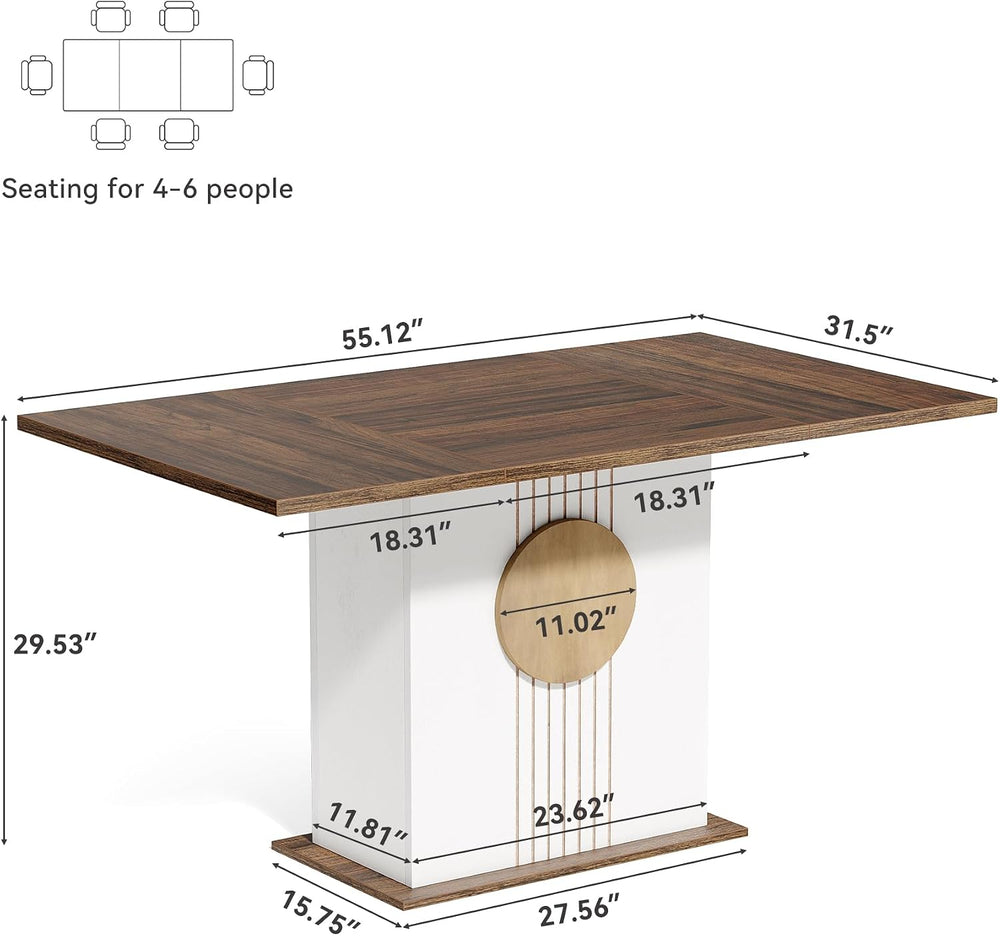 LITTLE TREE Rectangle Dining Table, Modern Kitchen Table Set for 6, Wooden Fu...