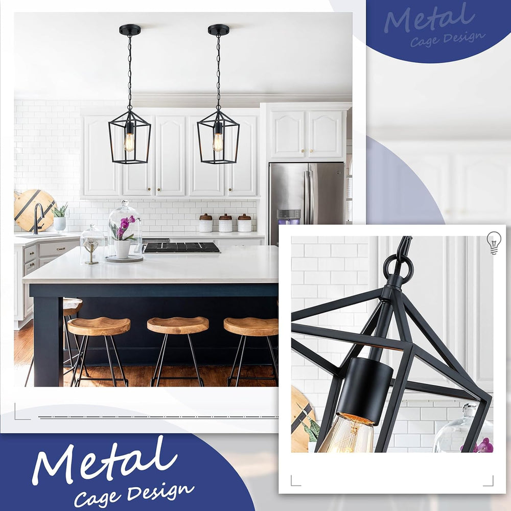 Sheetea 2 Pack Pendant Lights Kitchen Island, Modern Black Light Fixtures