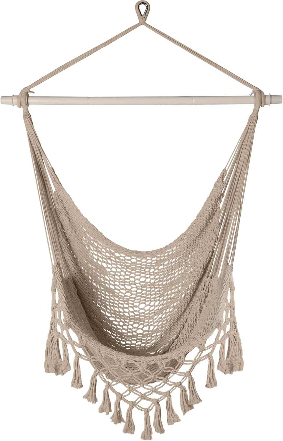 Bathonly Handwoven Cotton Rope Hammock Chair with Metal Spreader Bar, Caribbe...