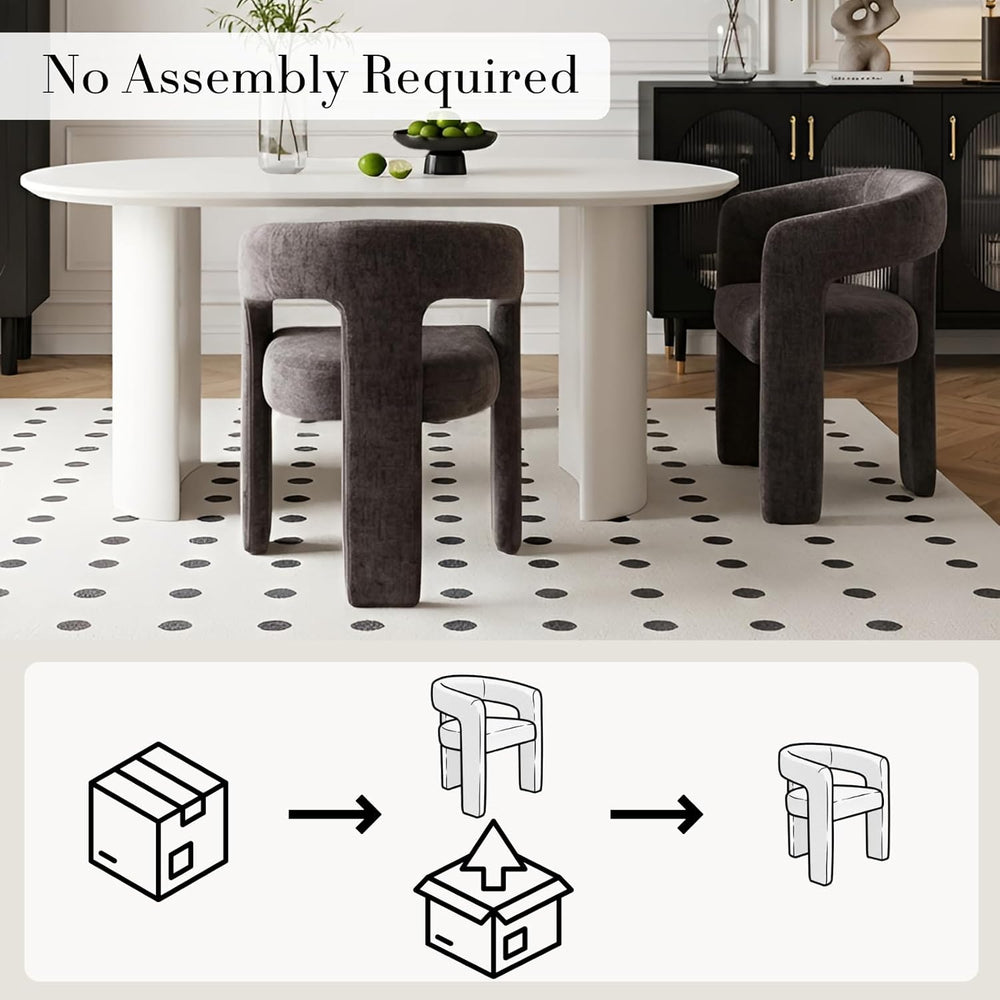 Modern Chenille Dining Chairs Set of 4, Upholstered Barrel Chairs with Arms C...