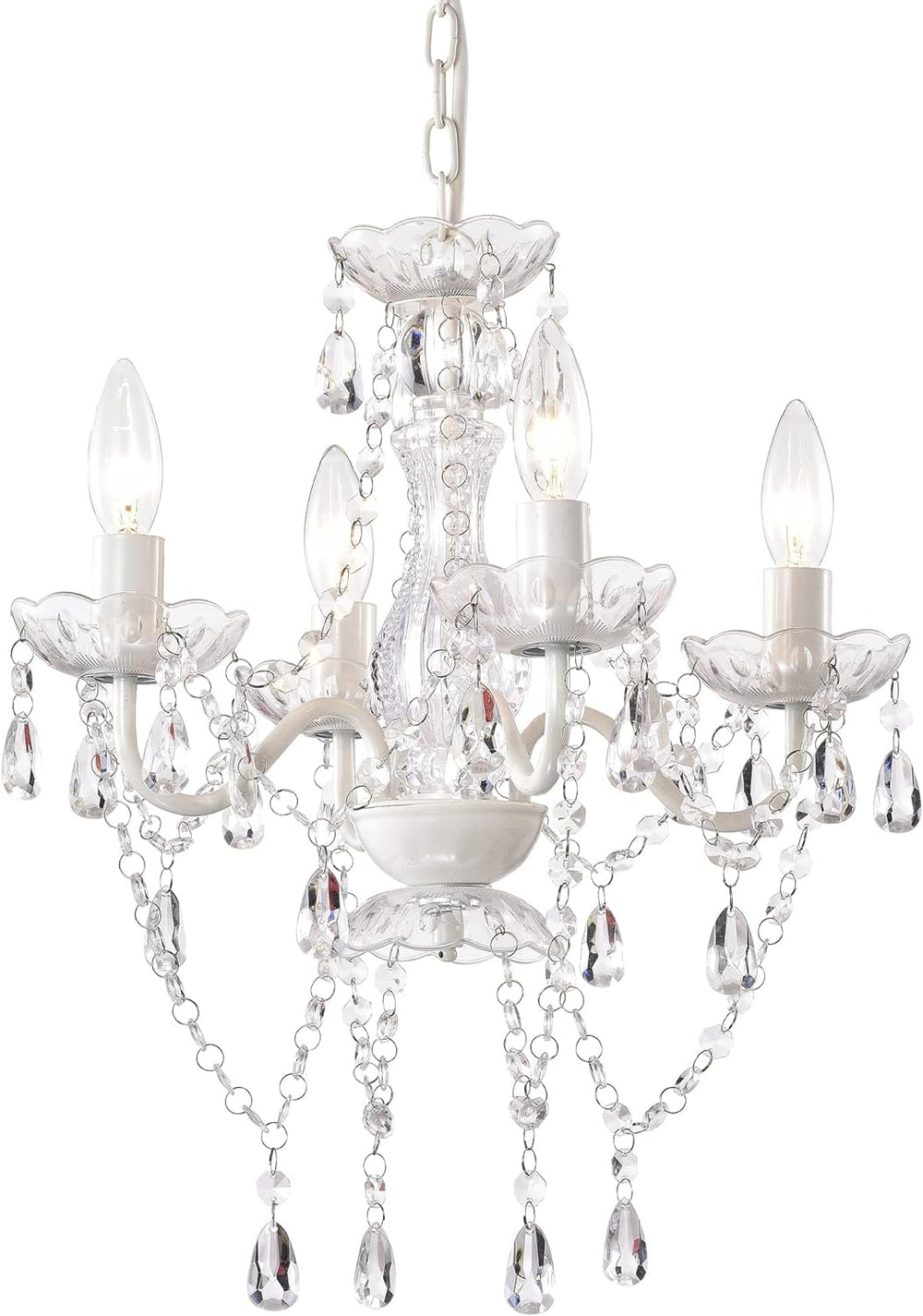 LaLuLa White Chandelier Mini Crystal Chandelier Lighting Hardwired Small Acry...