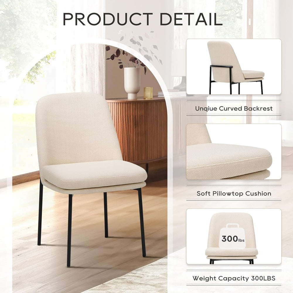COLAMY Modern Dining Chairs Set of 2, Upholstered Dining Room Chairs Dinner C...