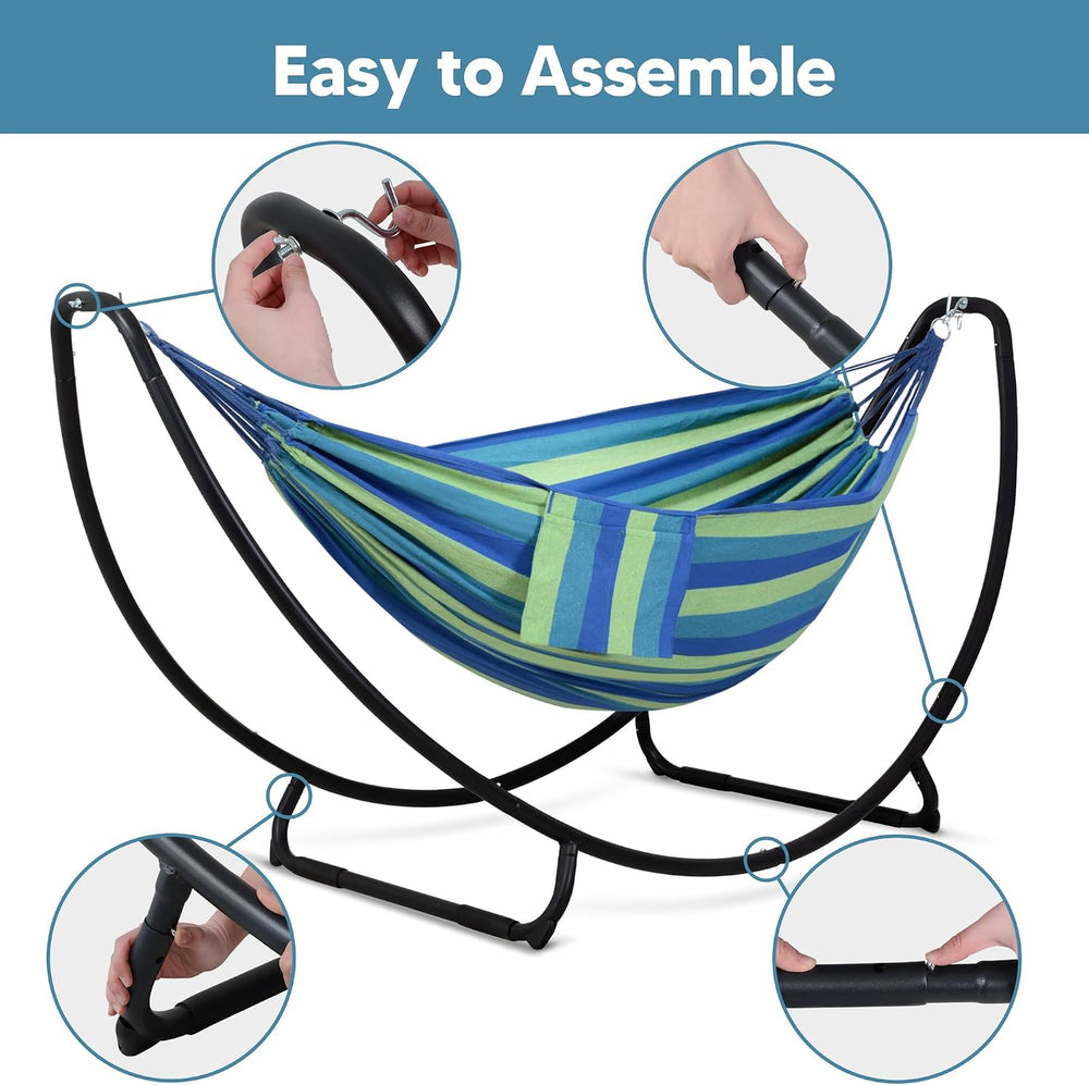 SUNCREAT Hammocks Standing Patio Hammock, Portable Hammock with Stand Foldabl...