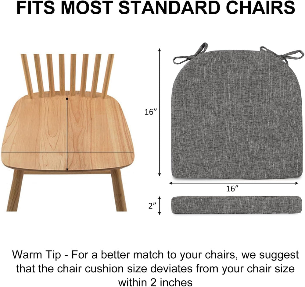 Wellsin Chair Cushions for Dining Chairs 6 Pack - Kitchen Chair Cushions with...