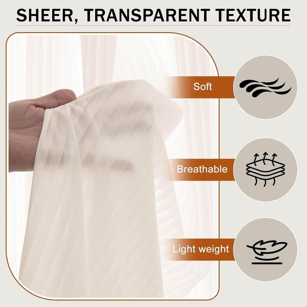 HDCAXKJ Outdoor Curtains for Patio Cream Sheer Curtains 84 Inches Long 2 Pane...