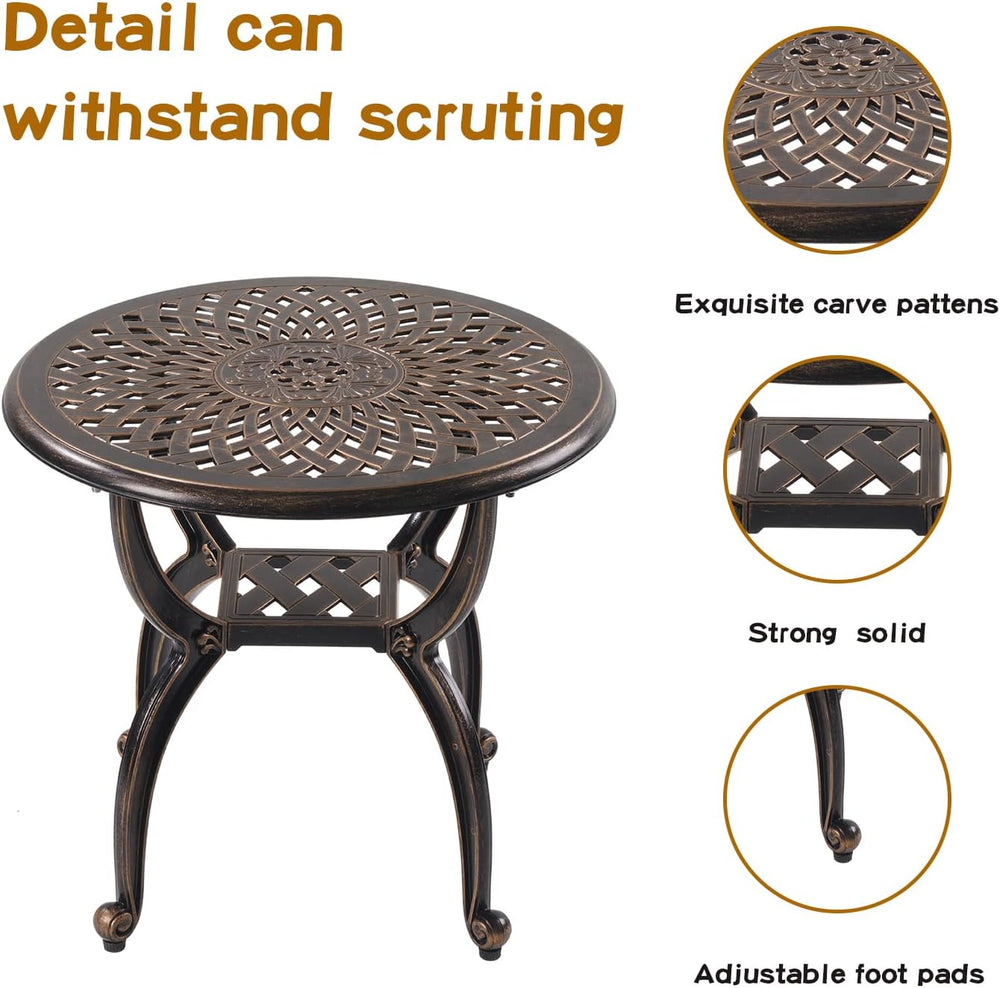 YKSY&YKSY Jardin DE CENTENNAIL 3-Piece Outdoor Bistro Set Cast Aluminum R...