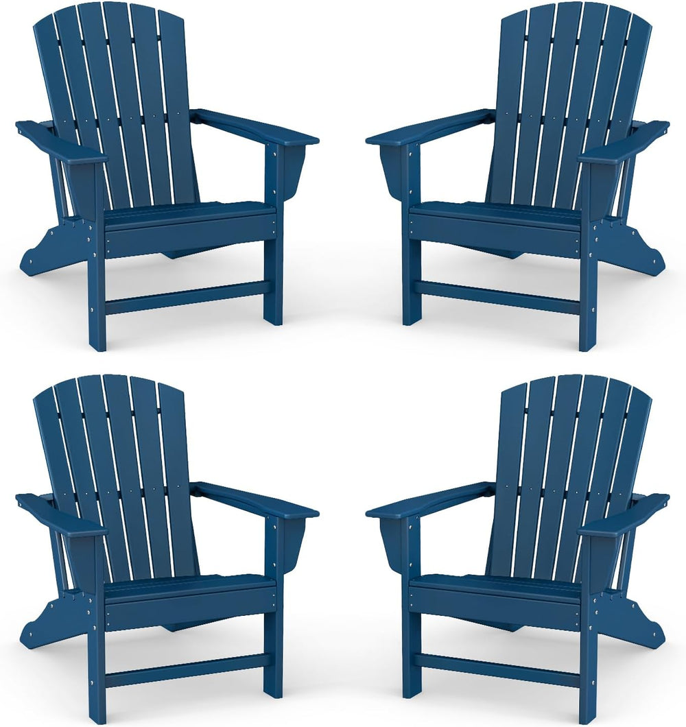 BRIOPAWS Oversized-Adirondack-Chairs-Set-of-4 | HDPE | All Weather | Blue