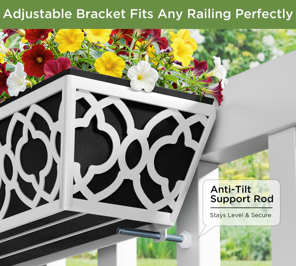 HFHOME 2 Pack 30 Inch Railing Planter Boxes with Adjustable Brackets & No...