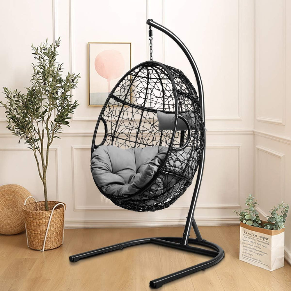 Giantex Hanging Egg Chair, 36.5-Width Oversized Swing Chair with C-Hammock St...