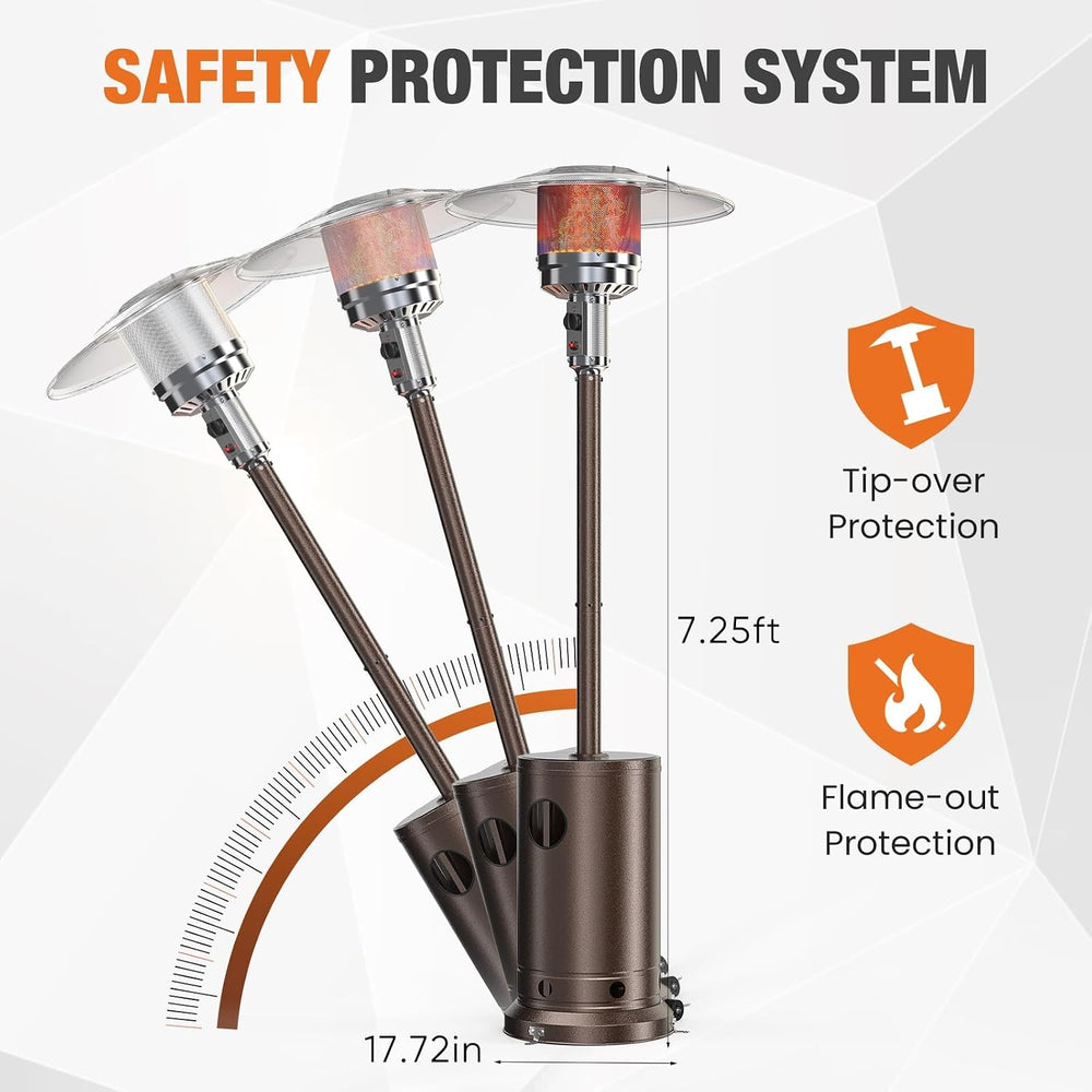 DUMOS 48,000 BTU Propane Patio Heater with Wheels, Outdoor Gas Heater