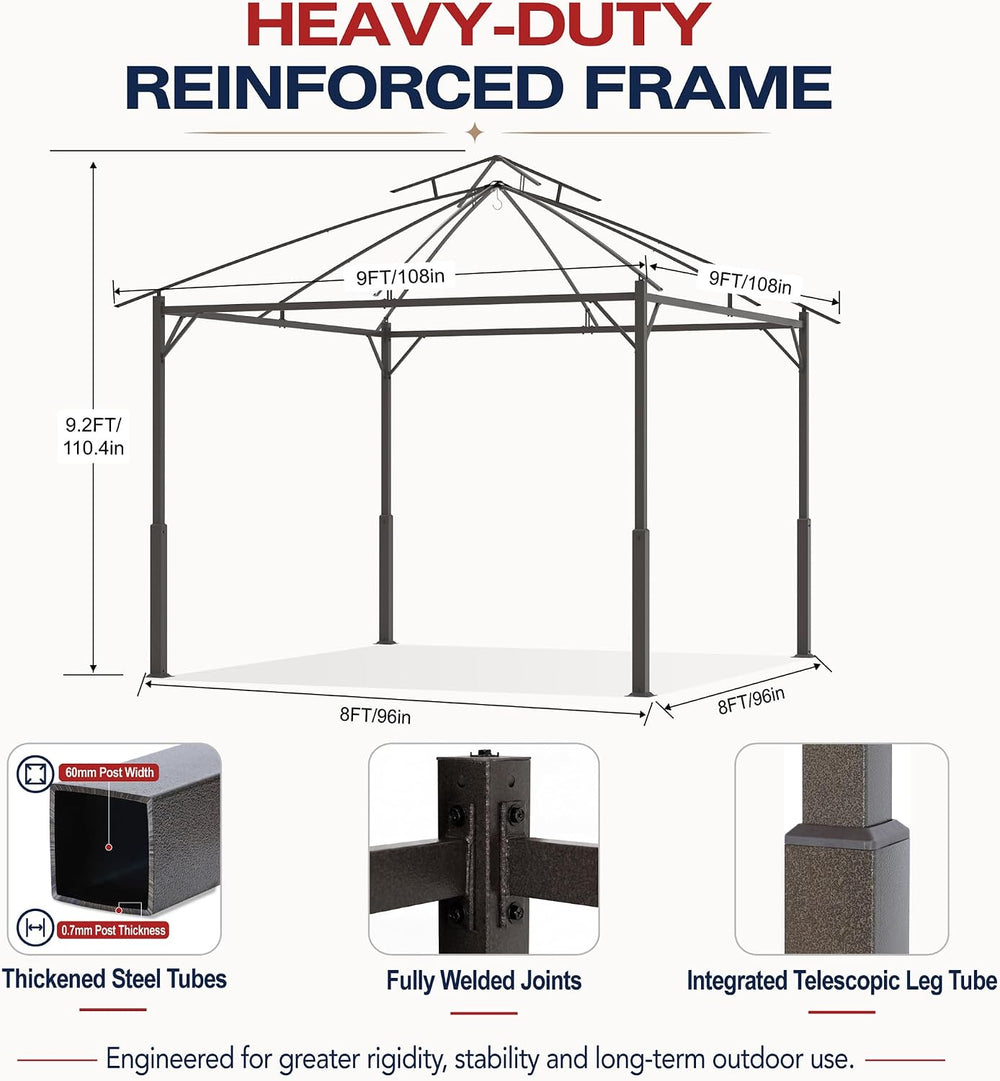 ABCCANOPY Outdoor Patio Gazebo 9x9 with Mosquito Netting, Dark Gray