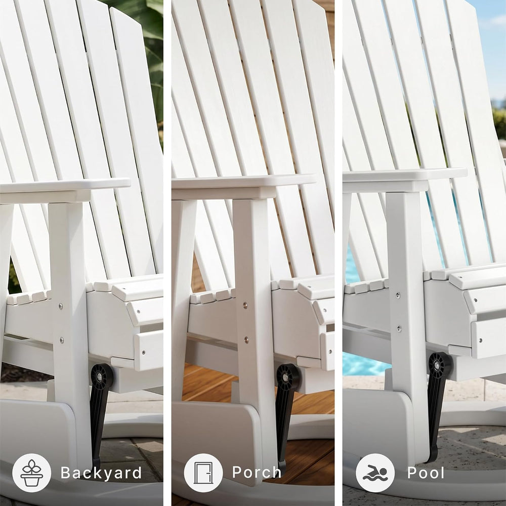 Signature Design by Ashley Outdoor Swivel Glider Adirondack Chair, White