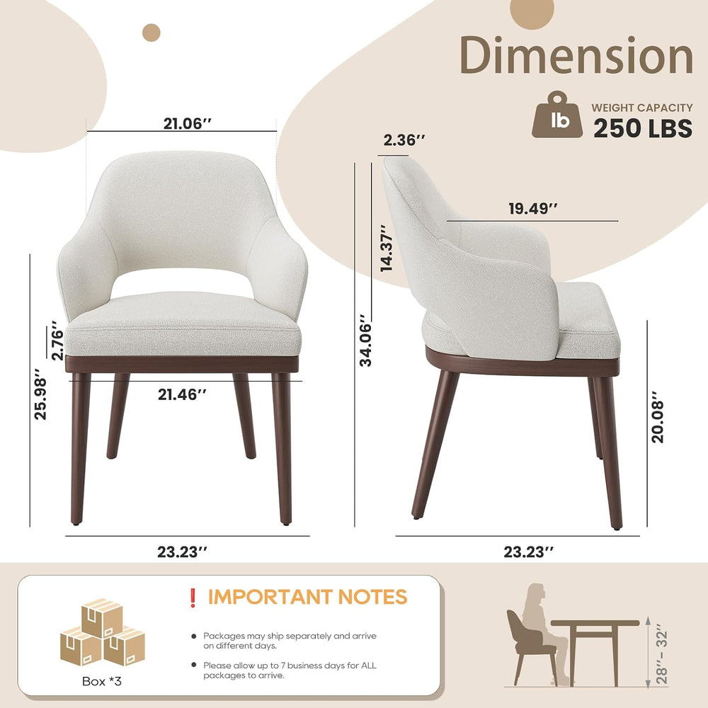 MALOL Wooden Dining Chairs Set of 6, Modern Fabric Upholstered Dining Room Ch...