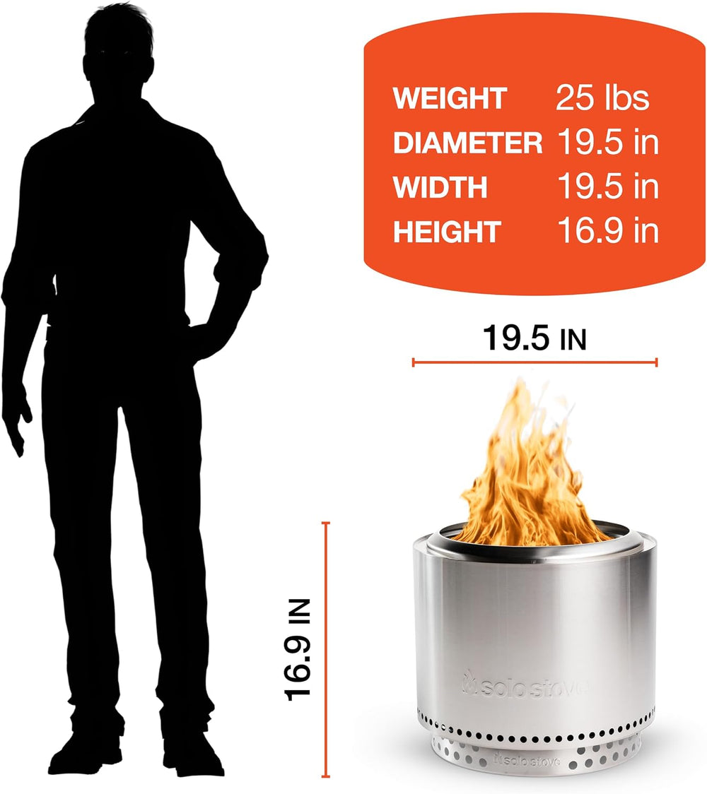 Solo Stove Bonfire w/Stand | 19.5" Smokeless Wood Fire Pit, Gunmetal