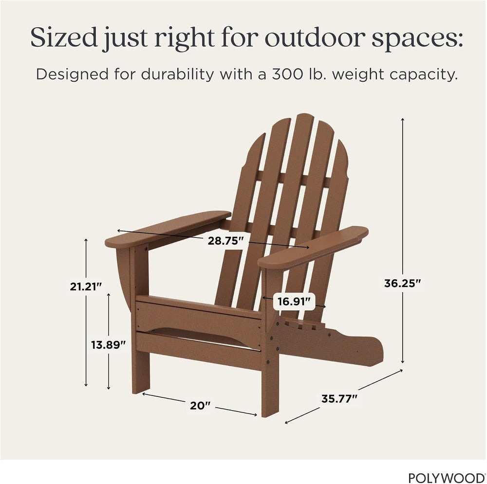 POLYWOOD AD4030TE Classic Outdoor Adirondack Chair, Teak