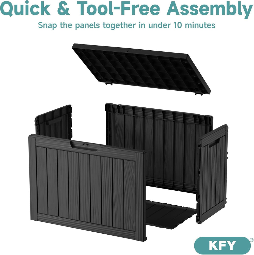 60 Gallon Outdoor Waterproof Storage Box, UV Resistant Resin Deck Box with Bu...