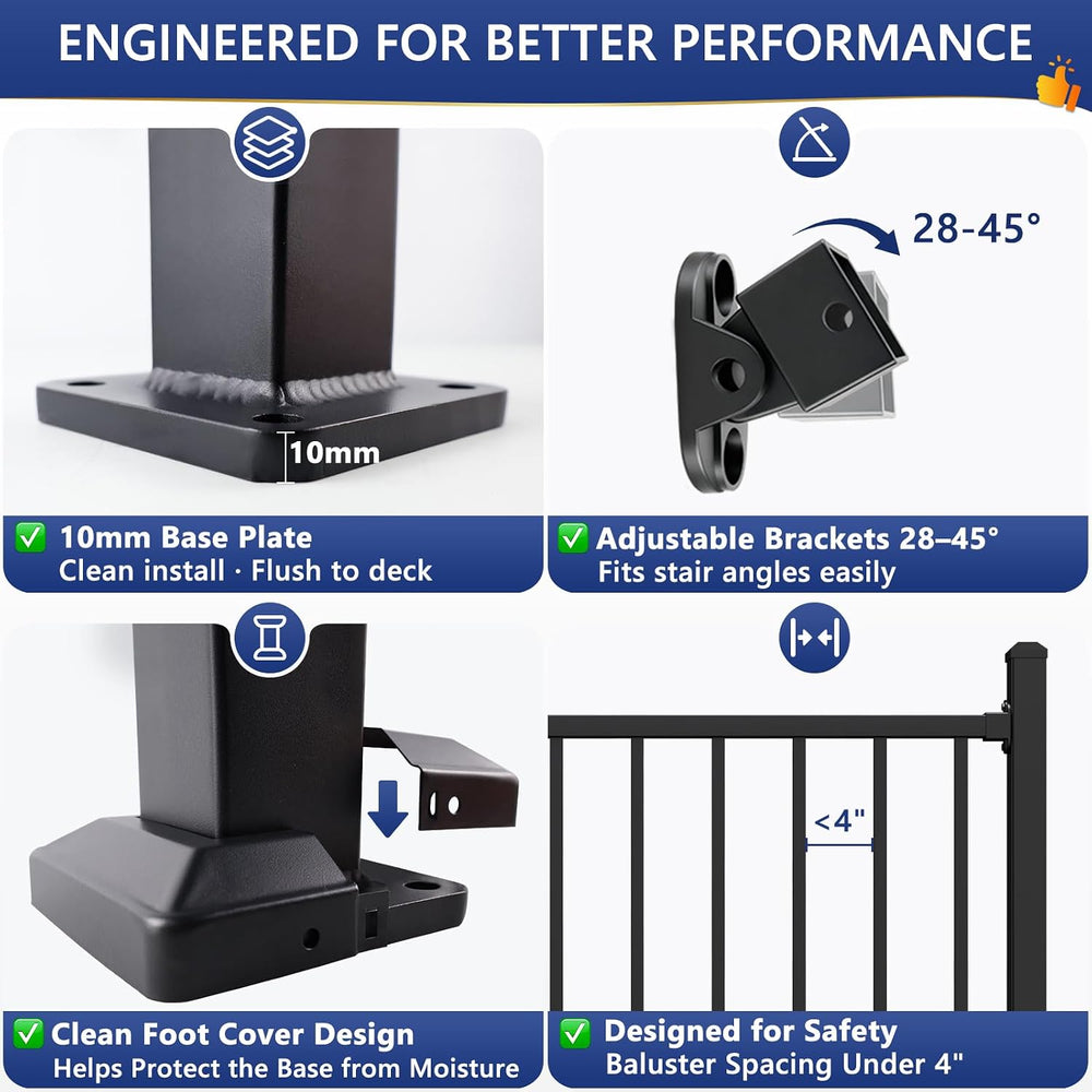 36 in. H x 4 ft. W Modular Aluminum Stair Railing Kits with Post