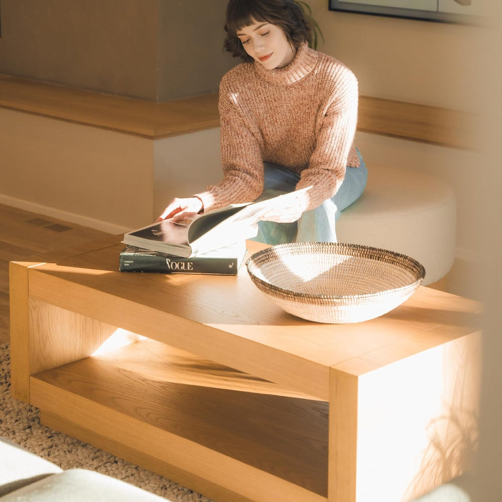 Maven Lane Artemis Coffee Table, Natural Solid Wood, 18"