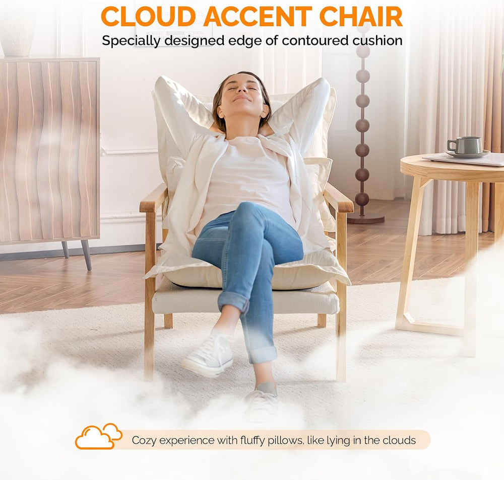 VINGLI Mid-Century Modern Cloud Accent Armchair with Lumbar Pillow, 6.3'&...