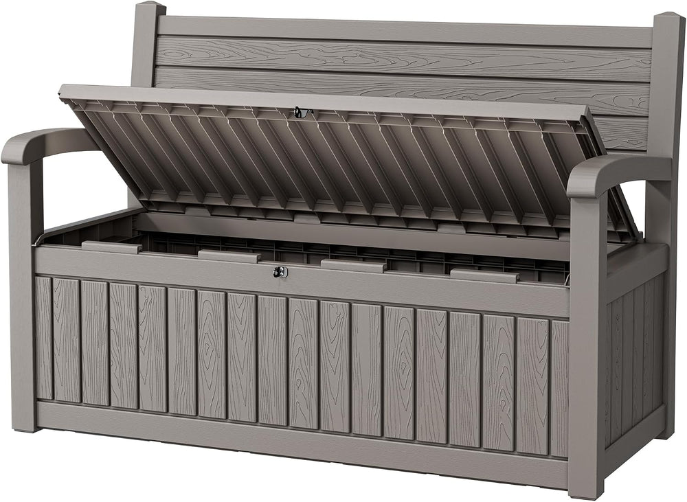 80 Gallon Outdoor Storage Bench Waterproof, Storage Outdoor Porch Bench Doubl...
