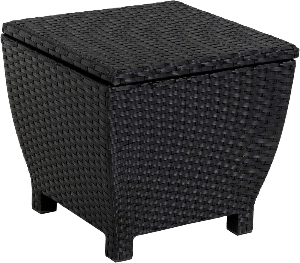 Sundale Black Wicker Storage Box, 13 Gallon Outdoor Deck Bin with Lid