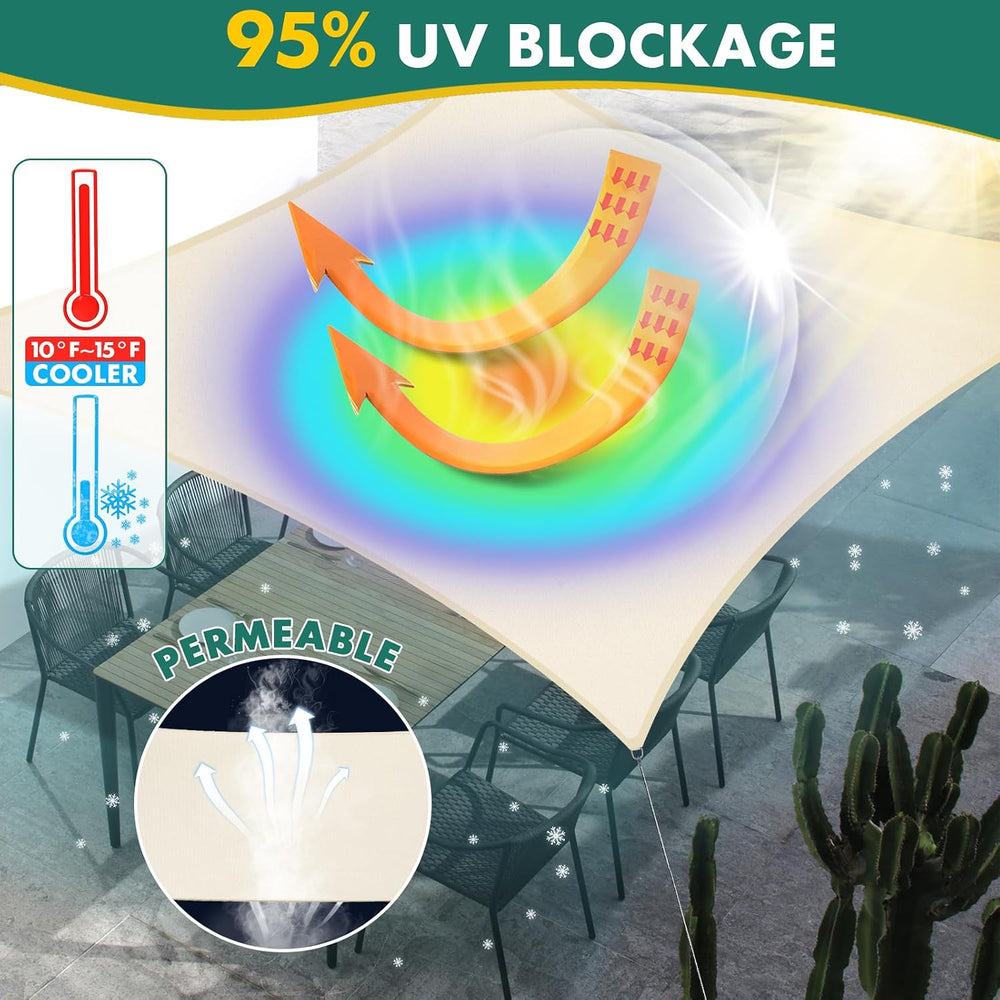 8x10 Rectangle Sun Shade Sail UV Block (Ivory)