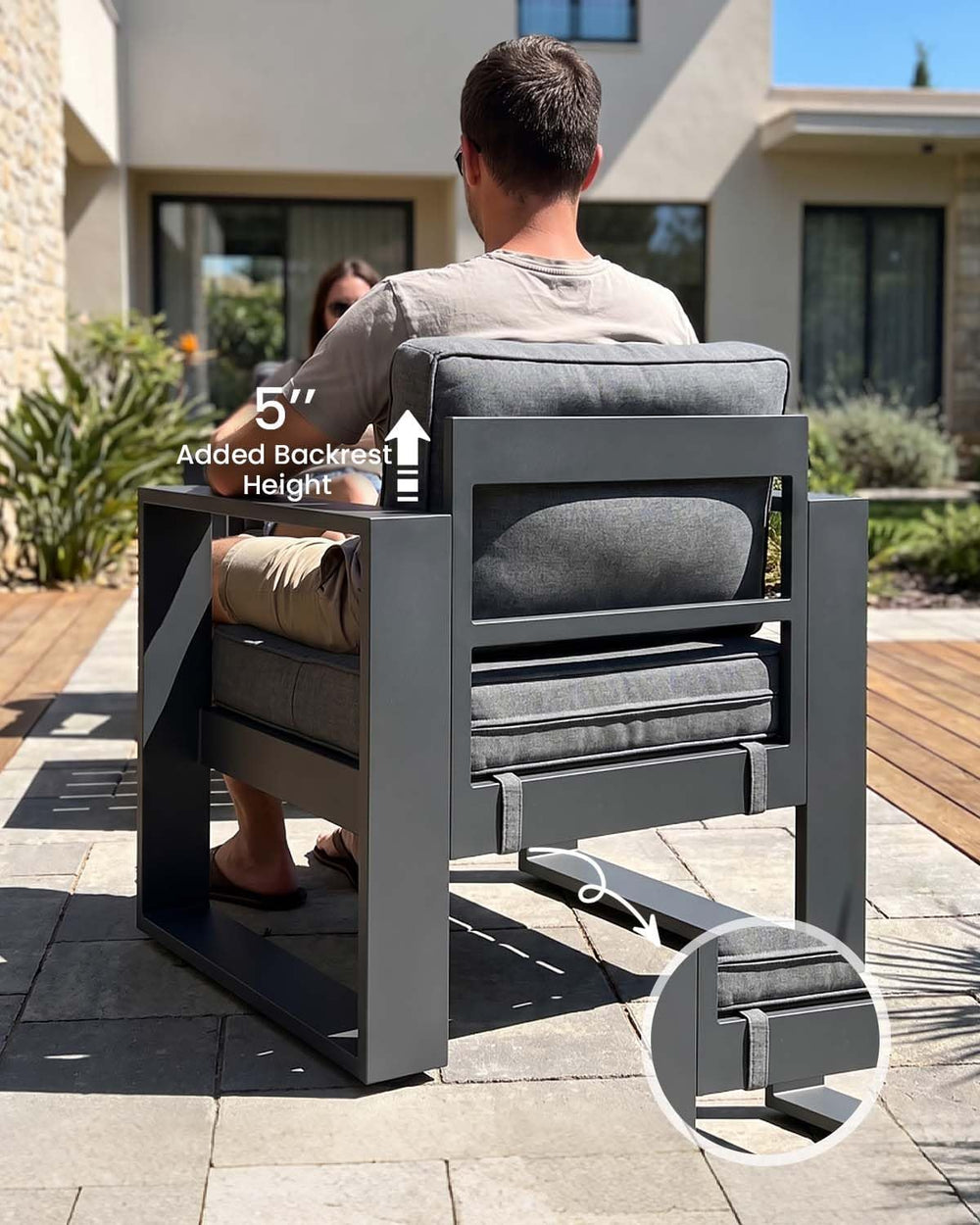 LayinSun 5 Pieces Aluminum Outdoor Patio Furniture Set, Metal Modern Conversa...
