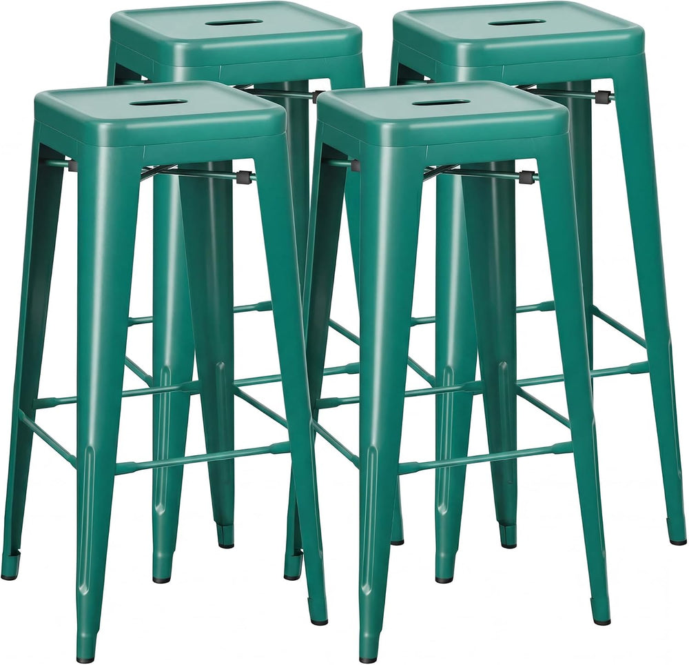 Shahoo 30 Inches Metal Bar Stools Counter Height Stackable Backless Stools, I...