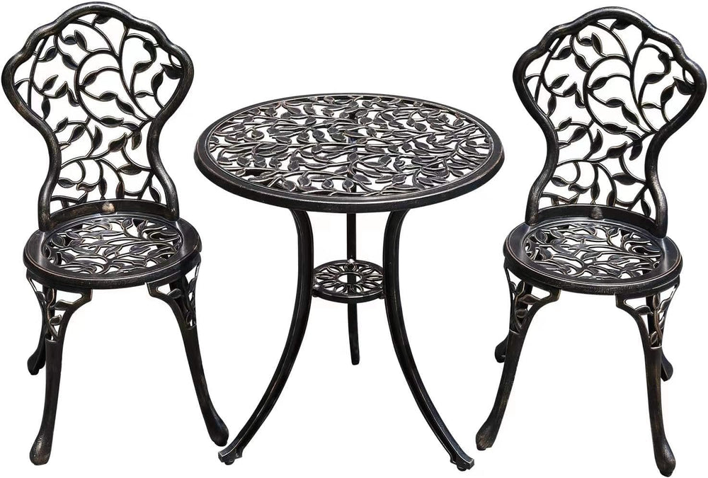 YKSY&YKSY Patio Bistro Set.Rust-Resistant Cast Aluminum Bistro Table Set ...