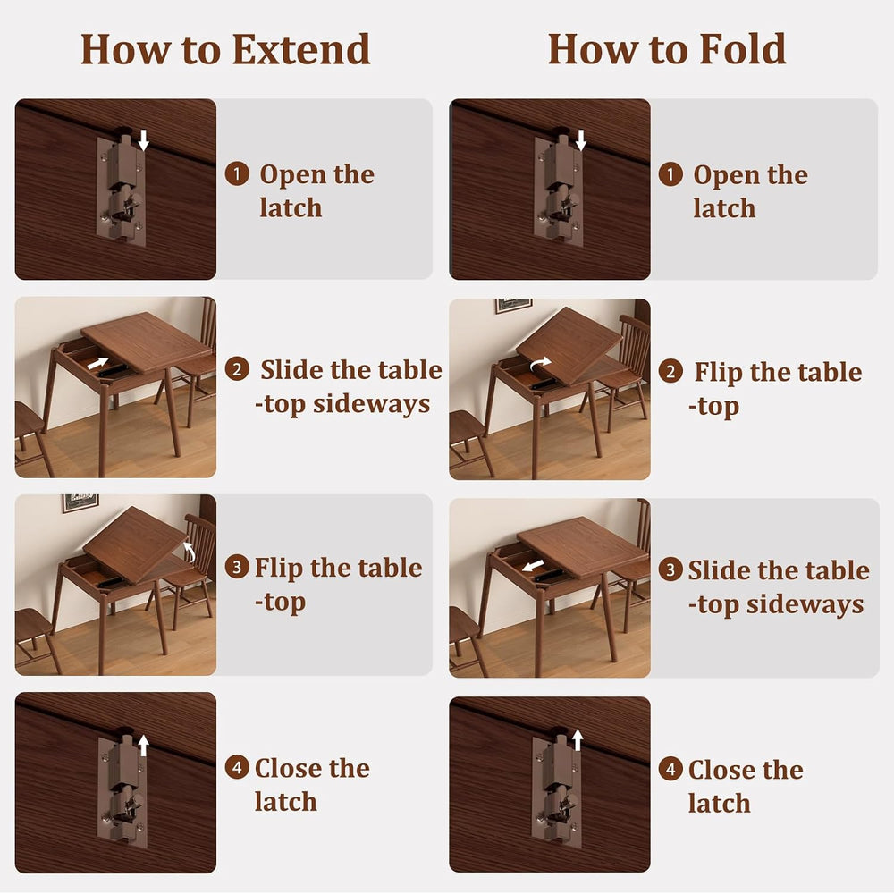 Solid Wood Small Dining Table for 2-6, 23.6"L-47.2"L Expandable Kit...