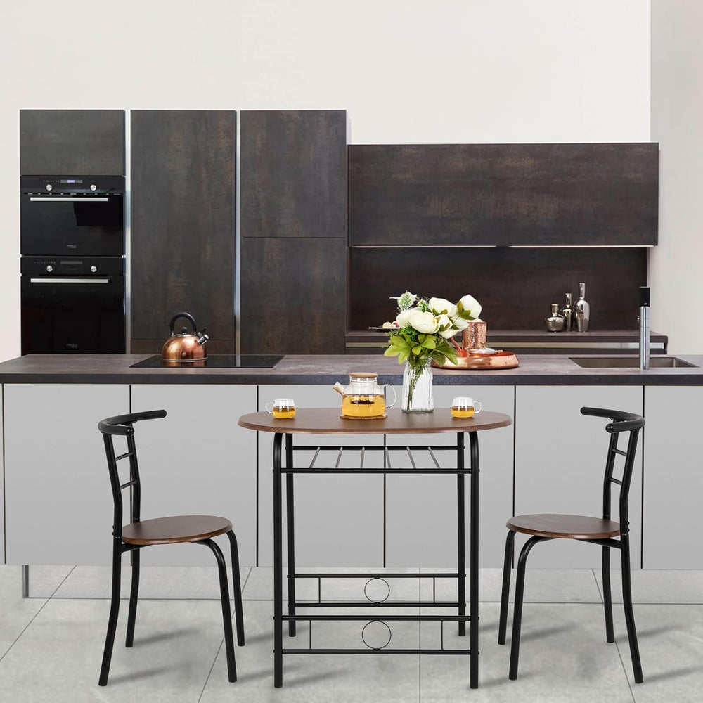 VINGLI 3 Piece Dining Set,Small Kitchen Table Set for 2,Breakfast Table Set f...