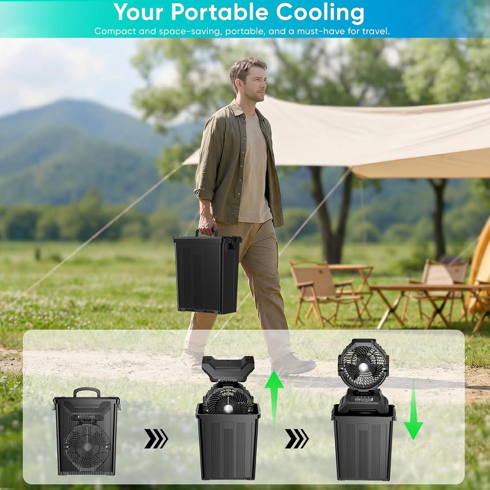 Portable Misting Fan for Outside, 70Hrs Camping Mister Fan,15L Cooling Fan wi...
