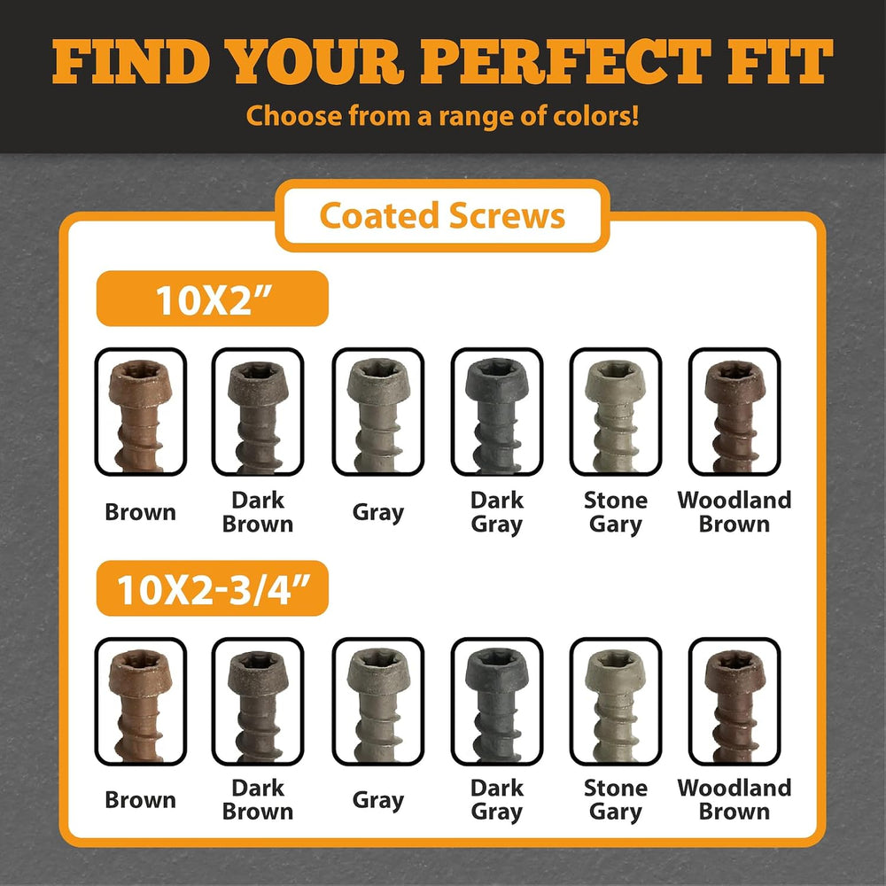 Composite Decking Coated Wood Screw #10 x 2-3/4, Gray, 350