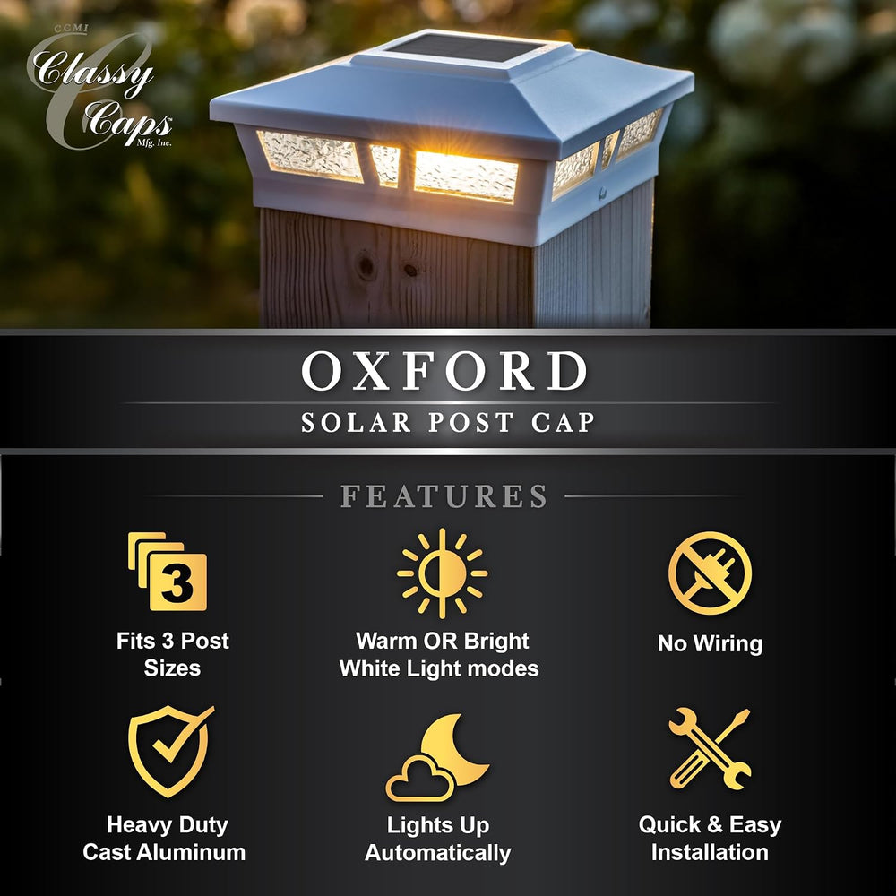 Classy Caps Oxford Solar Post Cap - Fits 6"x6", 5.5"x5.5"...