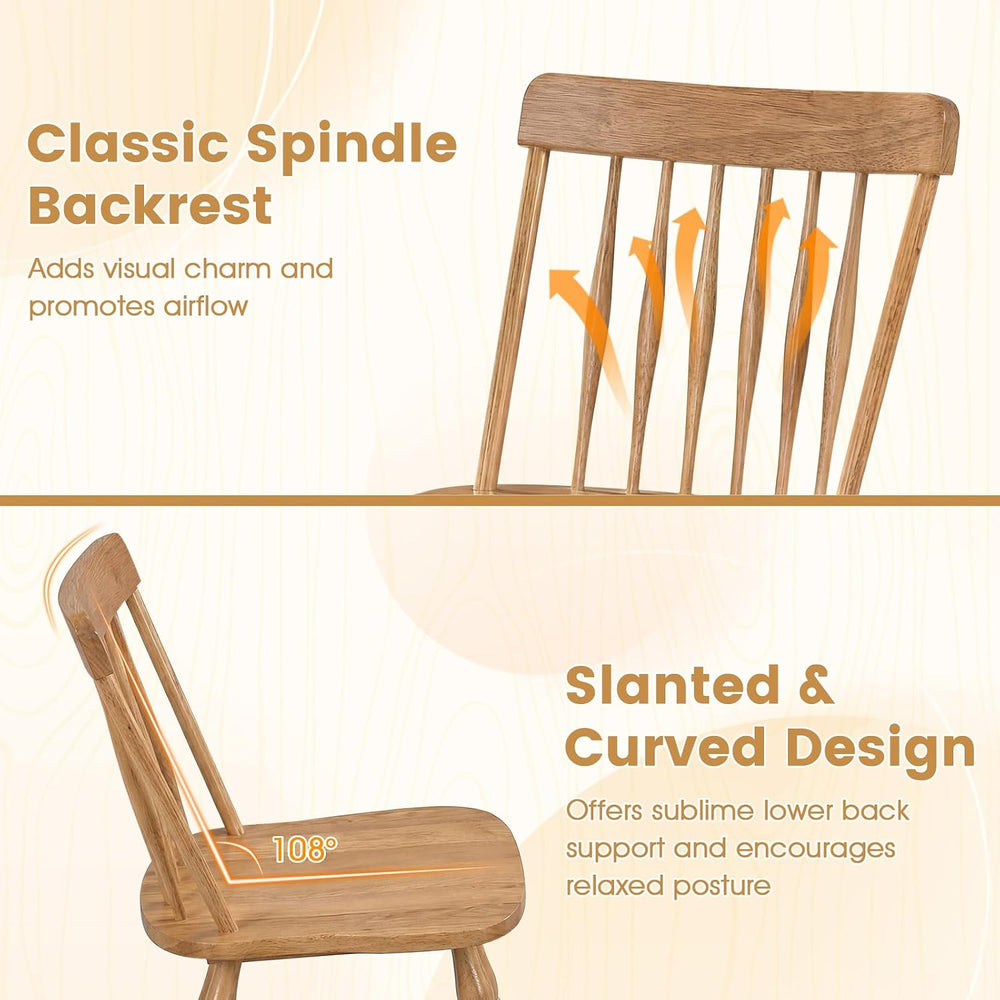 GIANTEX Windsor Dining Chairs Set of 2 w/Curved Spindle Back & Turned Legs