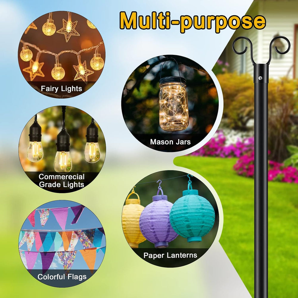 COCONUT String Light Poles for Outsides, 2 PCS 10 FT Heavy Duty Metal Poles f...